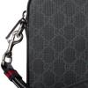 Gucci Presbyopia All-over Detachable Wrist Strap, Zipper Closure, GG Supreme Canvas Clutch, Men's Black