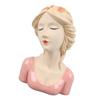 Modern Ceramic Face Vases Decorative Modern Style Shy Girl Flower Lady Head Vase for Unisex Plants Lover Pink