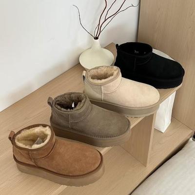 Zhou Dongyu Women's Thick-Soled Shearling Snow Boots, Non-Slip & Warm for Winter 2025