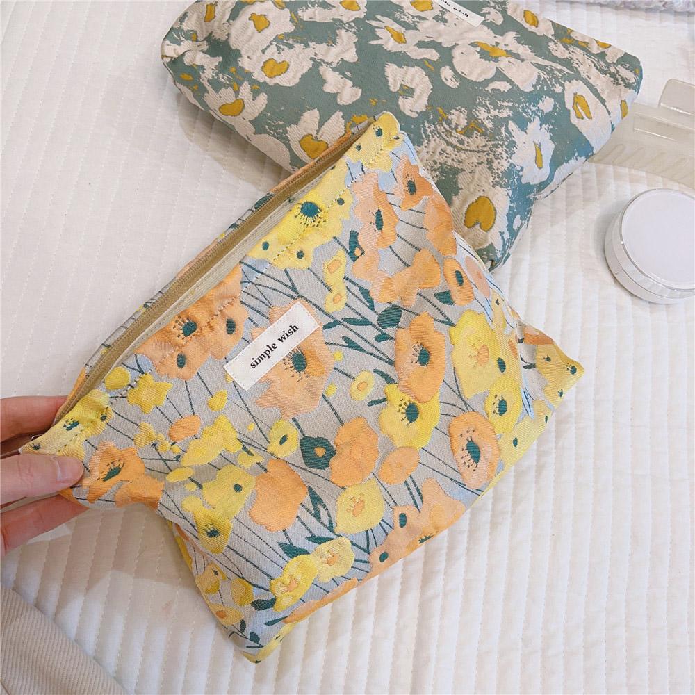 Simple Pattern Makeup Bag Travel Toiletry Organizer Pouch Canvas Cosmetic Bag