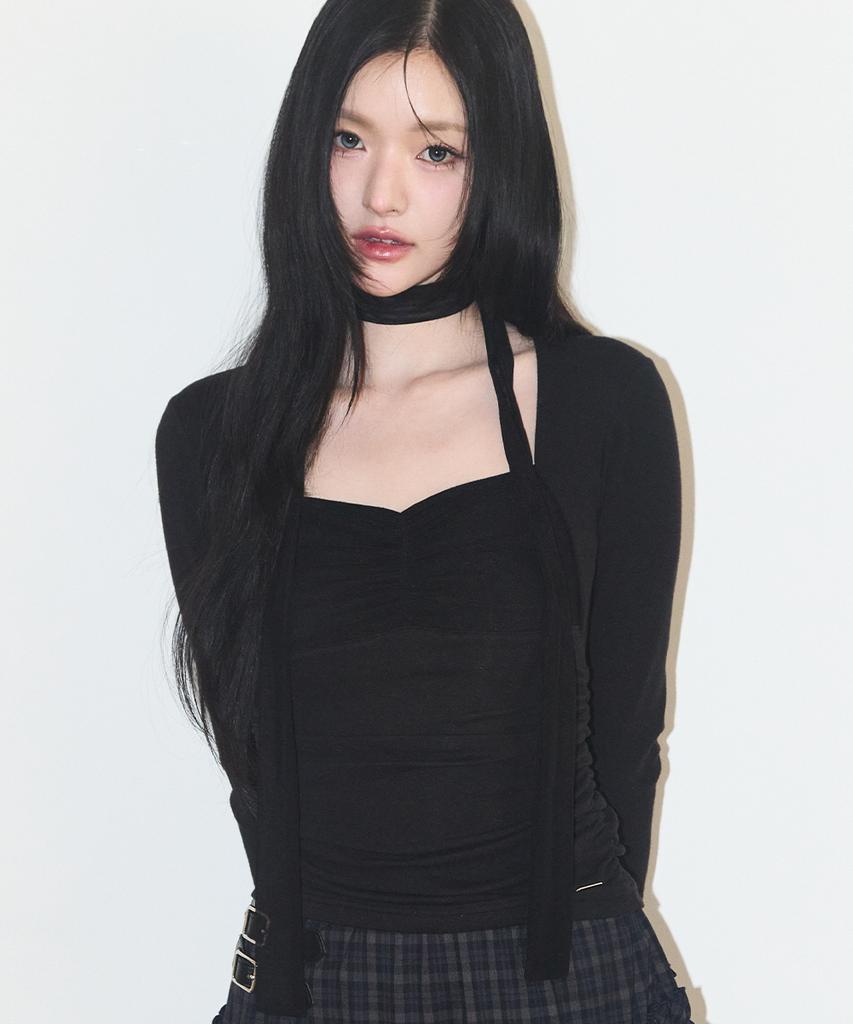 ILLIGO Shirred Bolero Top Black