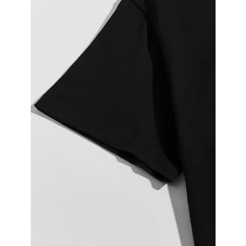 Europäische Größen Herren Buchstabendruck Rundhals Mode Kurzarm T-Shirt, Bequem und Vielseitig, Geeignet für den Sommer