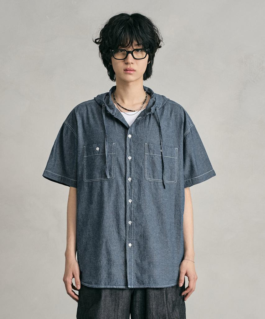 DECET Chambray Over Hood Short Shirt Dcsh013Blue