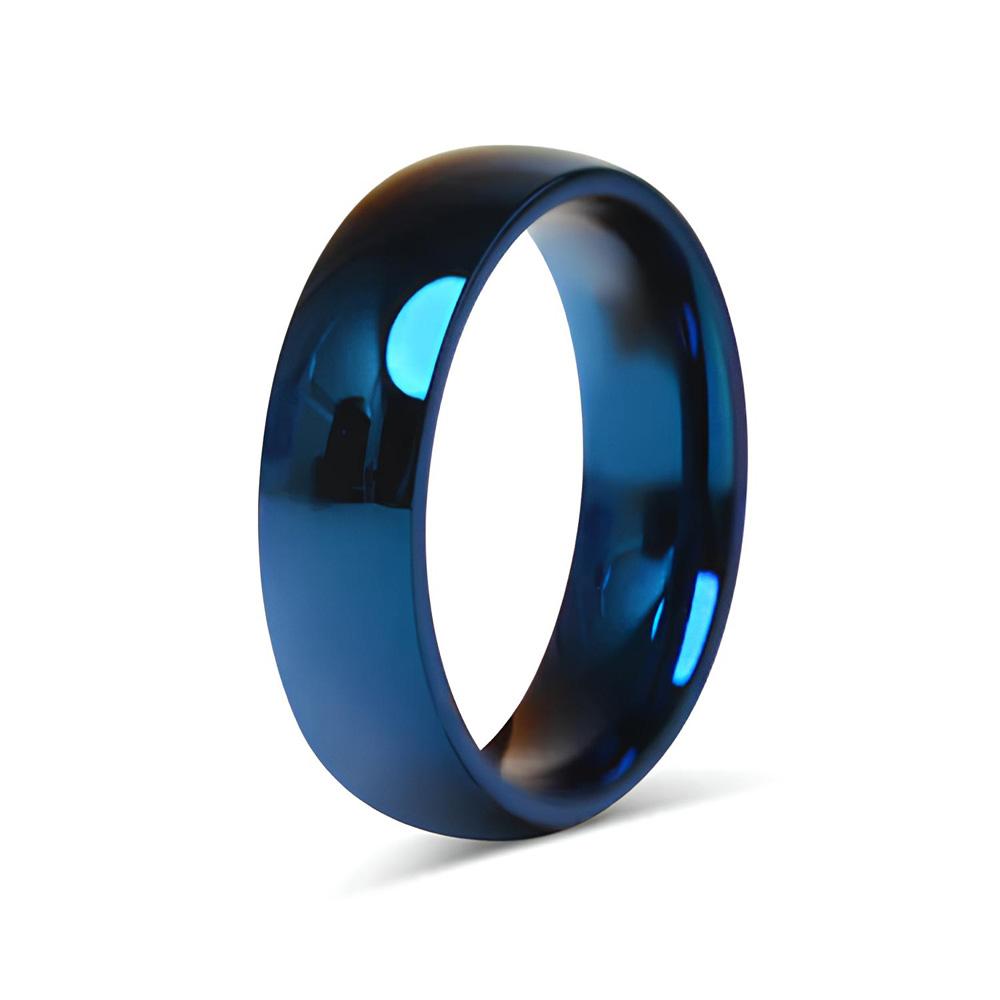 Simple 4mm 5mm 6mm 8mm Stainless Steel Women's Jewelry Retro Style Blue Color Wedding Band Rings For Women Male