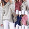 Women's Autumn Knit Sweater Solid Color High Neck Ribbed Top One Shoulder Sexy Loose Fit Oversized
