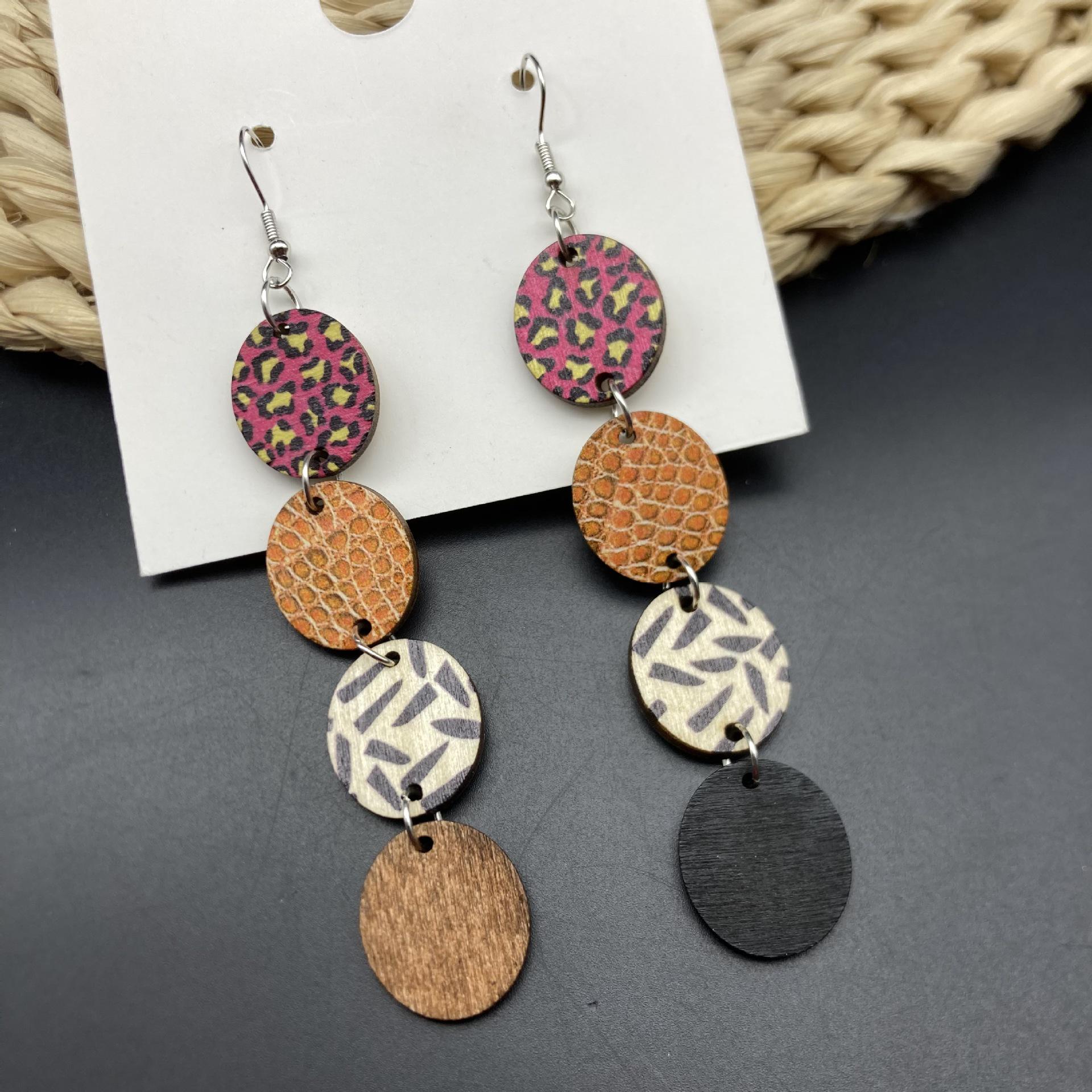 Bohemian Geometric Lacquered Wooden Ethnic Earrings