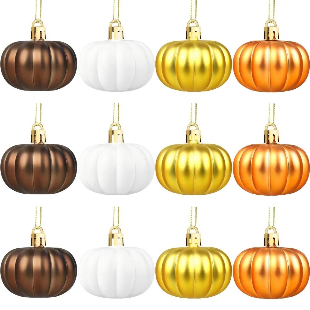 12 Pcs Plastic Pumpkin Hanging Ornaments Matte Pumpkins Pendants Thanksgiving Decorations  Christmas