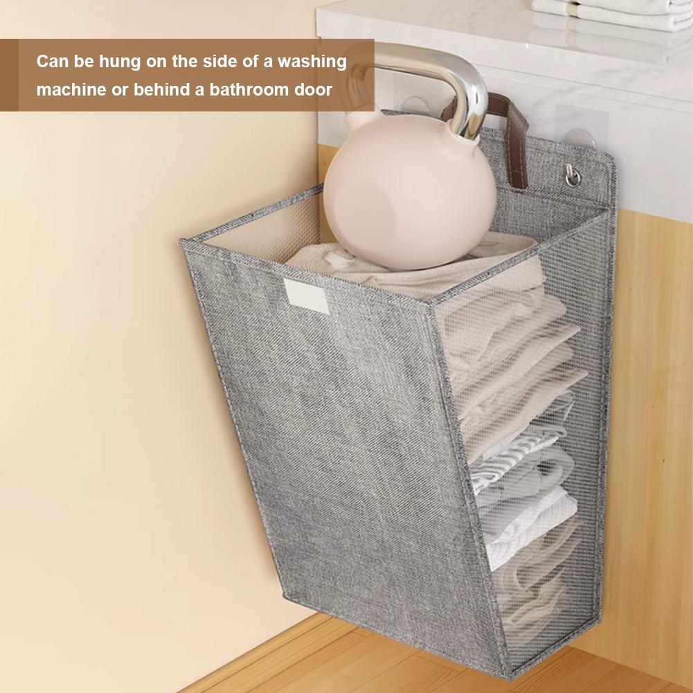 Portable Laundry Basket with Lid and Handle Heavy Duty Hanging Closet Hamper Mesh for Laundry Room Bedroom Bathroom College Dorm