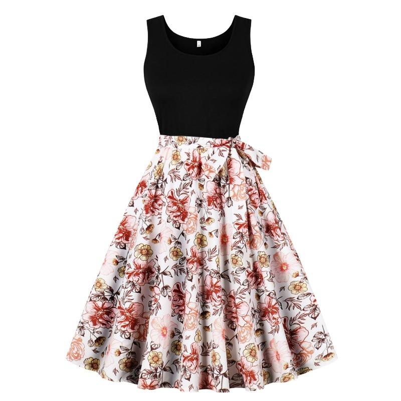 Summer New Retro Vest Collar Sleeveless Black Spelling Print Pendulum Jumpsuit