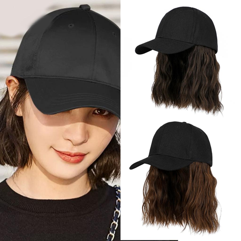 Women Short Curly Hair Cap Fashion Adjustable Baseball Hat with Wig Dress Up Accessories Fashion Bob Wig Hat Headwear