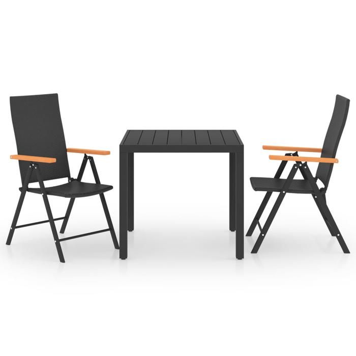 VidaXL Ensemble de Salle à Manger de Jardin 3 pcs Salon de Jardin Ensemble à Dîner de Patio Table et Chaises de Terrasse 3060082