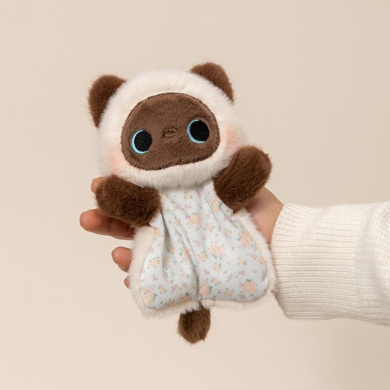 Raccoon Plush Toy Kawaii Fluffly Siamese Cat Soothing Bean Bag Cartoon Stuffed Fox Keychain Healing Pinch Decor Christmas Gift