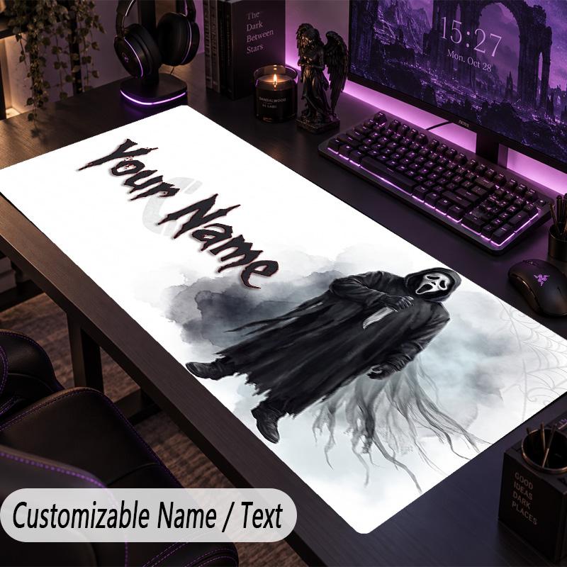 Custom Text Big Mousepad, Extended Desk Pad For Laptop Work GameScream Ghostface