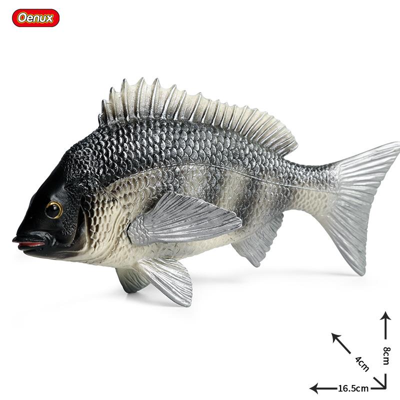 Oenux Sea Life Animals Model Action Figures Ocean Fish Sailfish Bass Grouper Salmon Aquarium Figurines PVC Educational Kids Toy