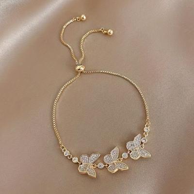 Modisches Luxus Einfaches Zirkon Schmetterlingsarmband für Damen Vielseitige Persönlichkeit Kreativ Elegant Party Zirkon Urlaubsgeschenk