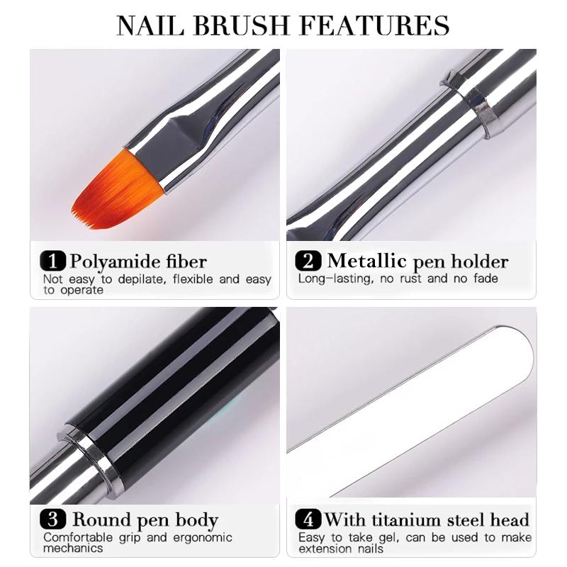 1PC Dual Ended Nail Art Acrylic UV Gel Extension Builder Flower Painting Pen Brush UV Gel Remover Spatula Stick Manicure Tool
