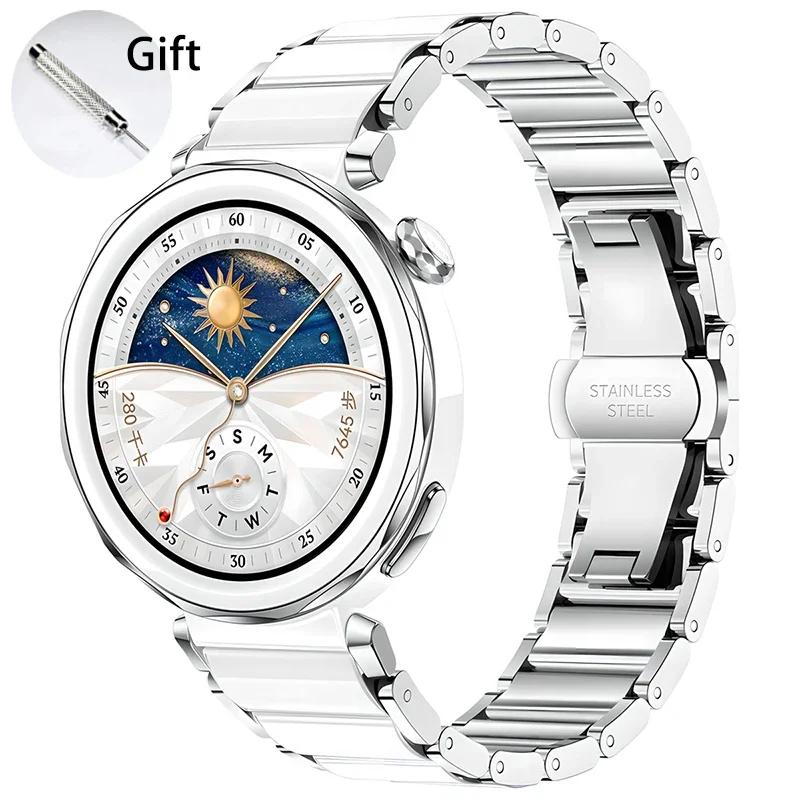 Nový 18mm keramický řemínek pro Huawei Watch GT6 GT5 GT4 41mm S motýlovou přezkou Náhradní náramek pro Huawei Watch GT5 PRO 42MM