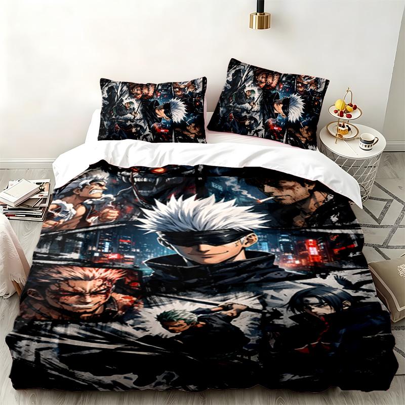 Jujutsu Kaisen 3pc Set Perfect for Bedroom Use Comfortable Bedding Set Includes a Duvet Cover and Two Pillowcases Ideal Birthday or Christmas Gift