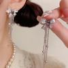 Exquisite Long Tassel Butterfly Earrings Shiny Crystal Zircon Tassel Earrings Sweet Bowknot Crystal Earrings Women Jewelry