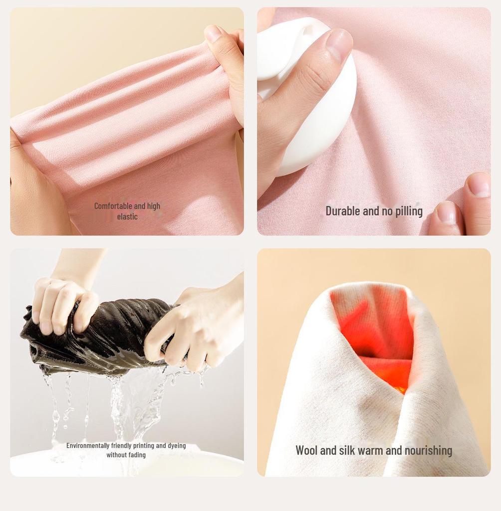 Damski Wysokoelastyczny Termiczny Garnitur z Niemieckiego Aksamitu - Kaszmirowy Jedwab Dwustronne Ogrzewanie Jesienne Ubrania i Spodnie