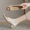 National style new Chinese single shoes annual temperament new rhinestone French thick heel high heels comfortable
