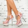 Mode Nachtclub Hentian Hohe Transparente Kristall Dünne Fersen 15 CM Strass Sandalen LFD-190-85