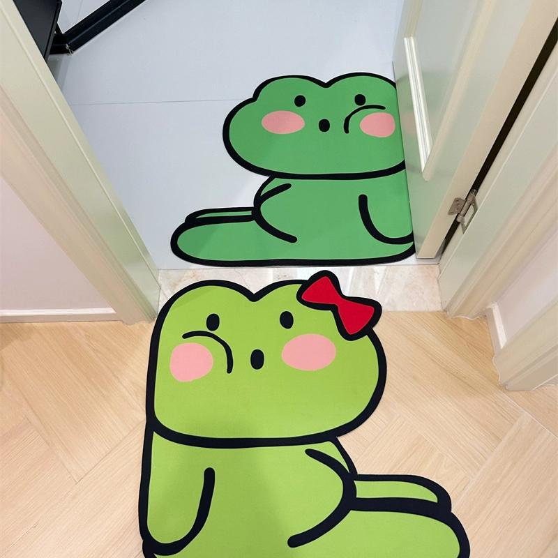 Bathroom Door Mat Cute Cartoon Floor Mat Diatomaceous Earth Water-Absorbing Foot Mat Easy To Clean Quick-Dry