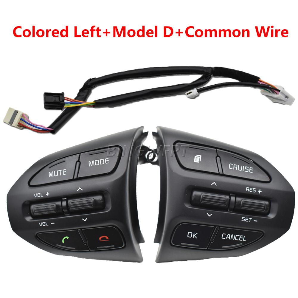 BINGWFPT Cruise Control Steering Wheel Buttons For KIA K2 RIO 2017 2018 2019 2020 2021 RIO X LINE Button Switch Car Accessories Model D-Color left