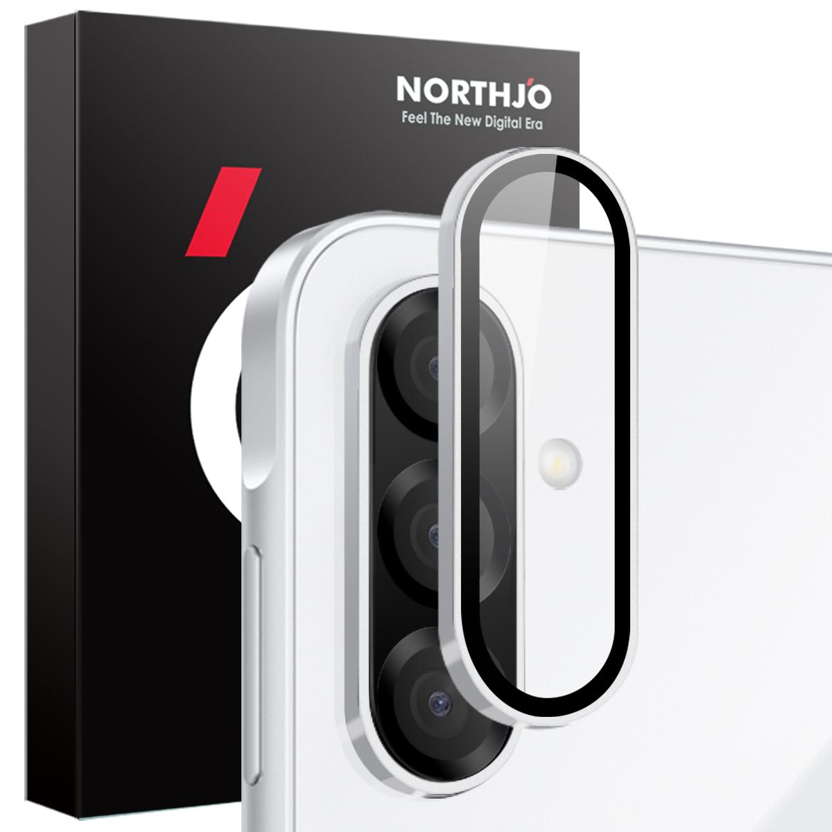 

NORTHJO 1 Комплект Для Samsung Galaxy A26 5G Загартоване Скло Захисна Плівка для Об єктива Камери CD-Подібні Металеві Кільця Захист Об єктива Silver