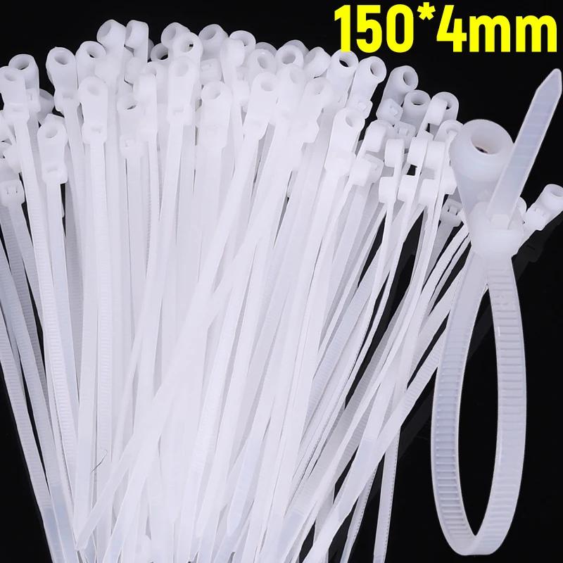 500/100pcs Nylon Cable Ties with Mounting Screw Hole Self Locking Loop Wraps Zipper Cables Tie Wire Fastening Straps Bundle Tool