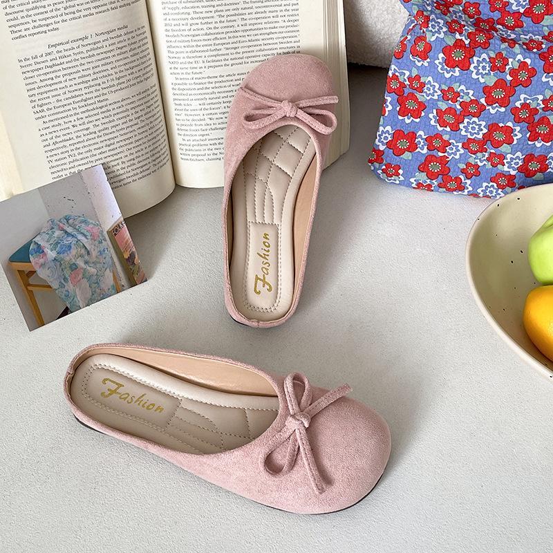 French bow bag head half slippers female summer wear 2025 new gentle fairy with skirt Mary Jane single shoes