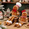 Weihnachts-Lebkuchenmann Plüsch-Hängepuppe mit Kochmütze - Feiertags-Heimfensterdekoration