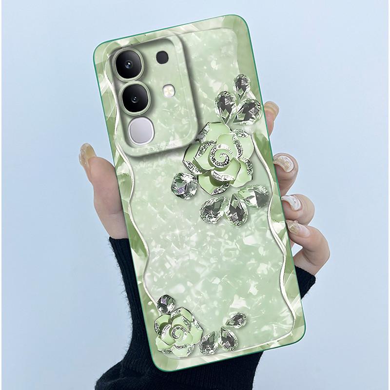 For Vivo Y29 4G Phone Case Fashion Simplicity Oil Painting Flower Soft Liquid Silicone Shell Back Cover For Vivo Y 29 4G Fundas