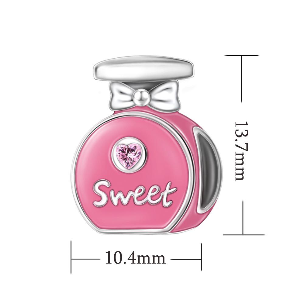 

S925 Silver Sweet Pink Perfume Bottle Resin Bead Bracelet DIY Handmade Craft Accessory Loose Beads