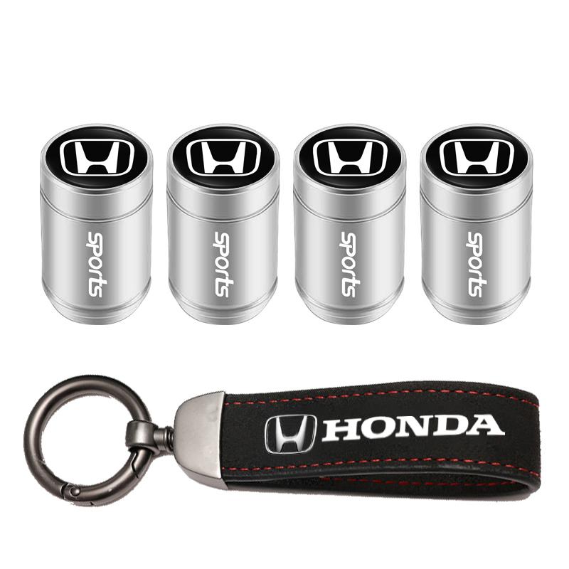 Car Tire Wheel Valve Caps Cover Suede Car Key Chain Ring Keychain For Honda Civic Fit Jazz Accord Pilot CRV Odyssey Passport HRV