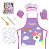 Kids Chef Costume Set Cartoon Dinosaur Baking Outfit Pretend Play Apron Toy for Boys Girls