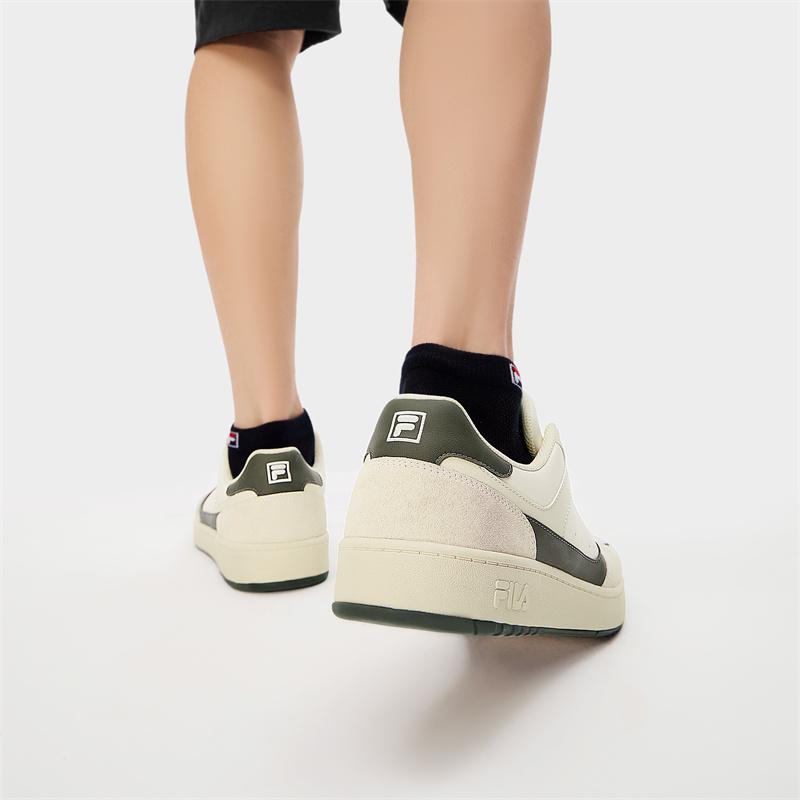 New FILA Targa Wear Resistant Low Top Skateboard Shoes Men's White Green F12M432204FGW