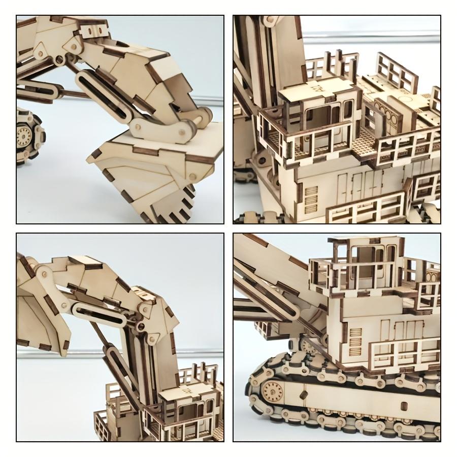 3D Wooden Puzzle for Adults Excavator Wooden Mechanical Model Car Kits to Build Brain Teaser Truck Toys Birthday for Men Boys