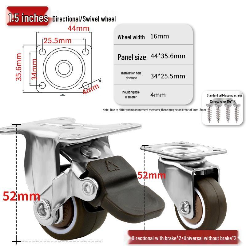Ultra-Quiet Universal Small Trolley Load-Bearing Swivel Caster for Furniture