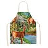Natural Landscape Elk Pattern Apron Adult Sleeveless Kitchen Cleaning Home Chef Baking Waist Bib