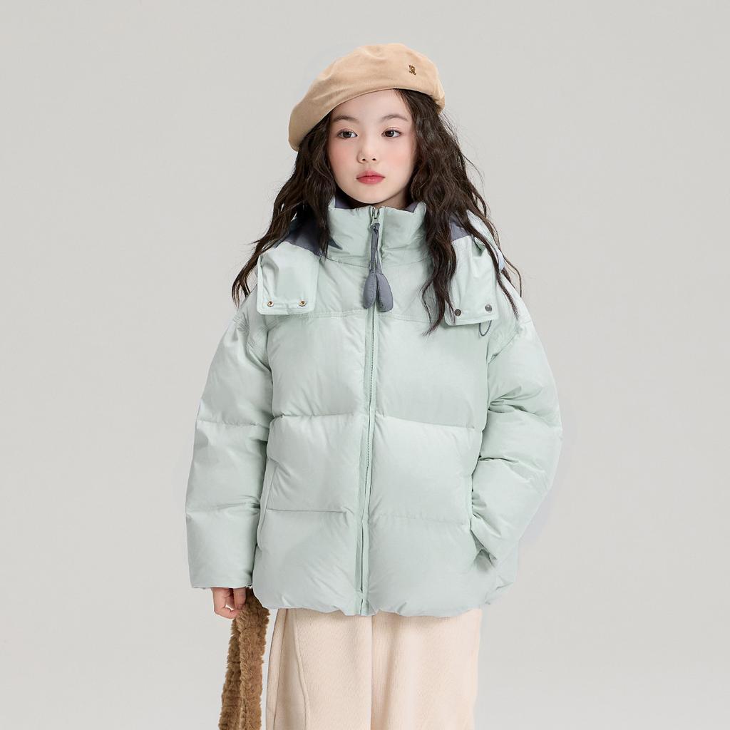 Winter Kids' Clothing, Casual Wear, Girls' Thick and Warm Hooded Jacket