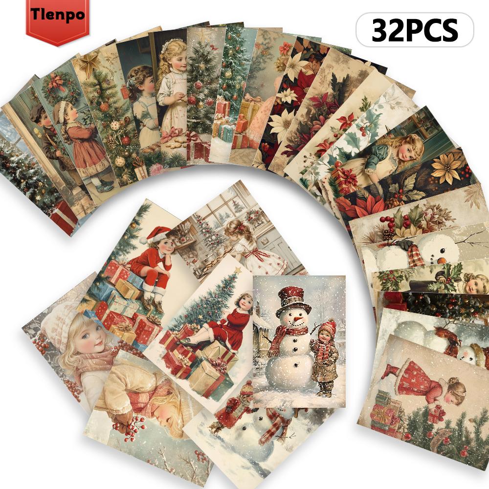 32 Stück, Vintage Weihnachtspostkarten, Weihnachten, Geburtstags-/Jubiläumsgeschenke, Sammlerstücke, Perfekt zum Verschenken, Versandfertig.