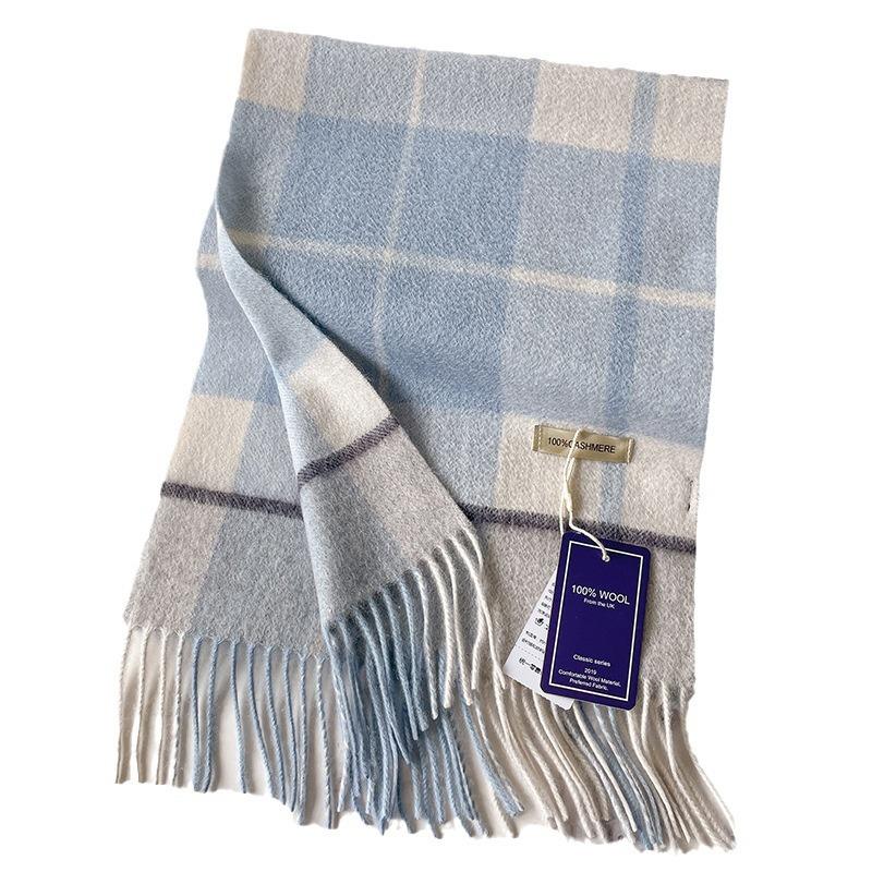 111 cashmere scarf cashmere winter women's double-sided warm blue scarf for mother and girlfriend gift