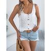 2026 Spring/Summer Solid Color Hollow Button Sweater Women's Vest Knitwear Vacation Top
