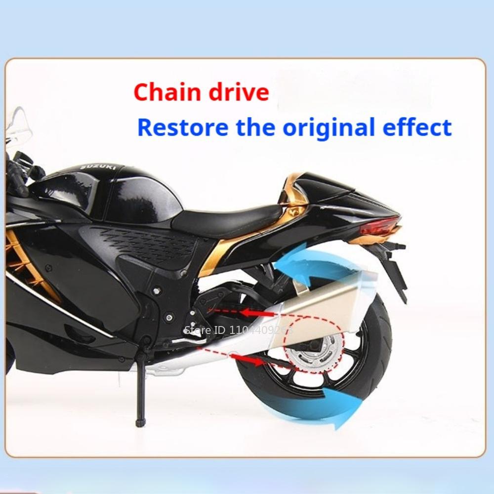 Scale 1:12 Suzuki Hayabusa GSX250R Motorcycle Model Toy Car Alloy Body Rubber Tires Music Light Motor Models Collectible Item