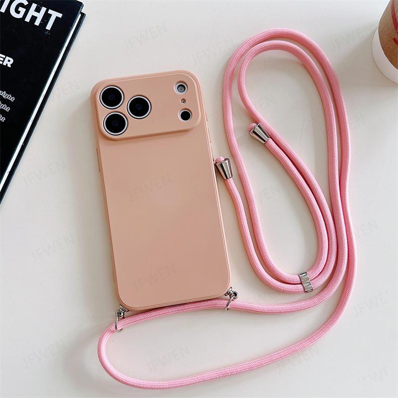 Umhängeband Einfarbige Hülle Für iphone 17 Air 16 15 14 Plus 13 Pro Max Luxus Stoßfestes Silikon Weiche TPU Rückseite
