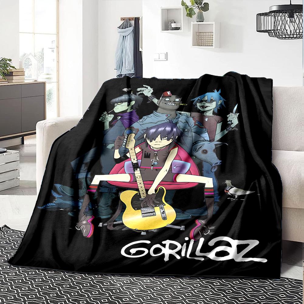 1pc Blanket - Gorillaz band Print Design,Lightweight Blanket for Sofa,Bed- Soft &Warm,Gift for All Seasons