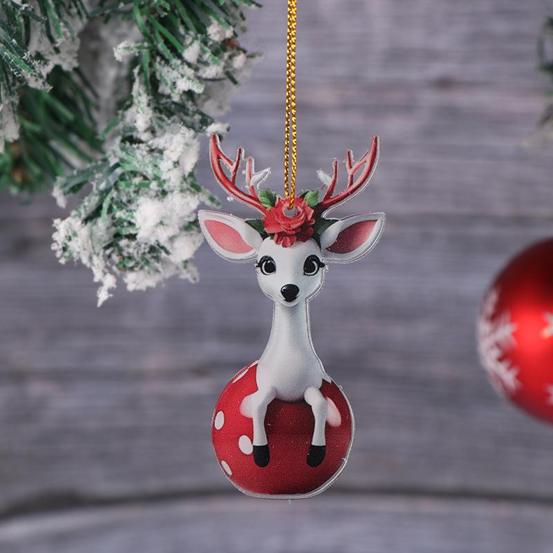 Christmas Modern Home Decoration Christmas Hanging Cartoon Giraffe Pattern Xmas Tree Hanging Car Hanging Festive