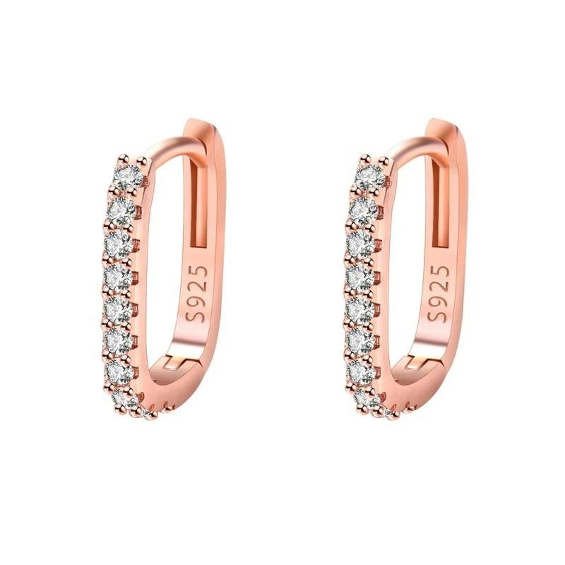 High-quality 925  Silver Crystal Fashion Circle Hoop Earrings for Woman Wedding Party Gift  Street Versatile Jewelry