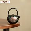 230ml Cloisonné Black Glaze Lifting Handle Teapot Japanese Tea Infuser Pot Tea Brewing Kettle With Strainer Drinkware Ornaments